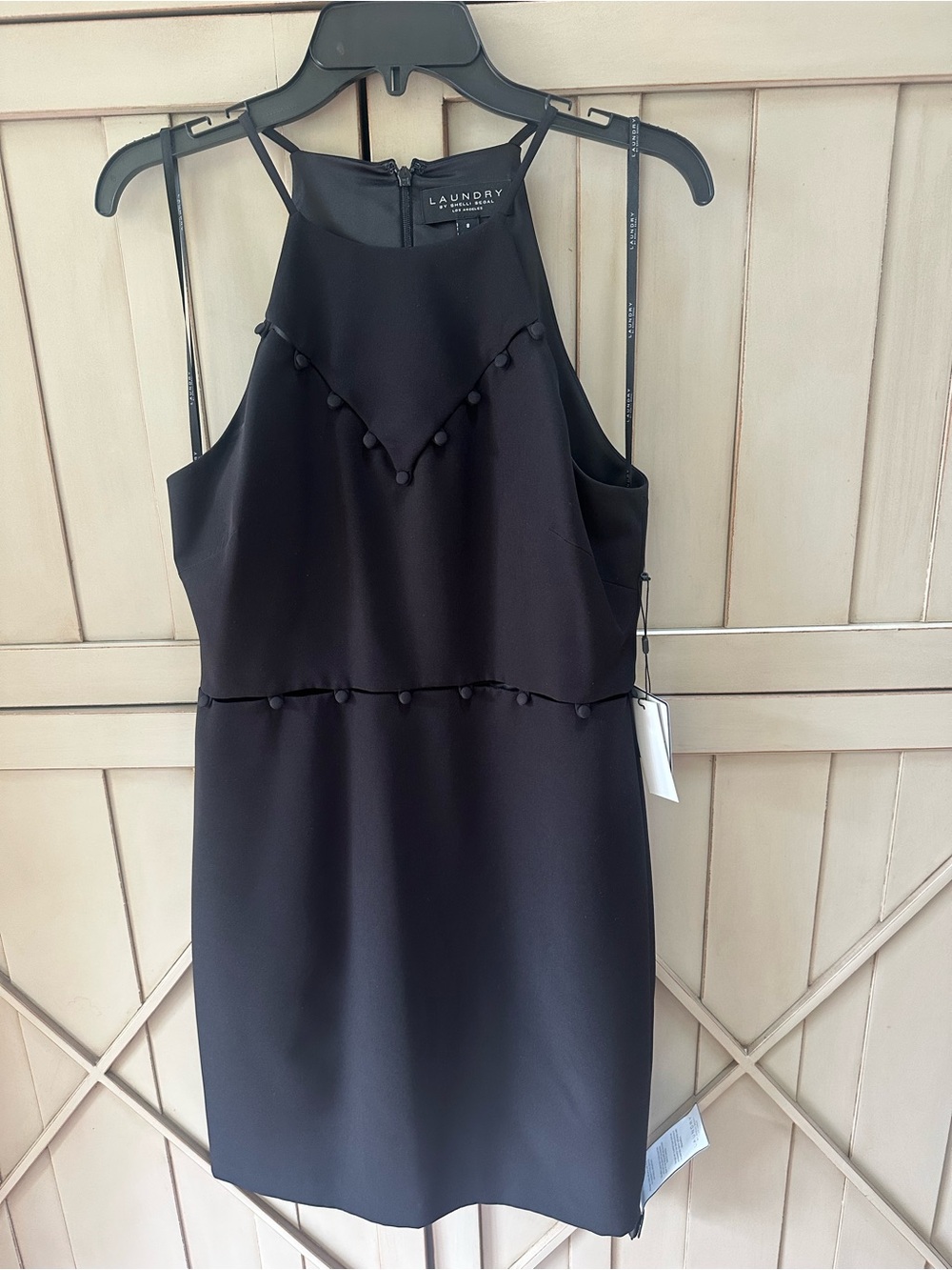 Laundry By Shelli Segal Black Pom-Trim Halter Mini Dress
